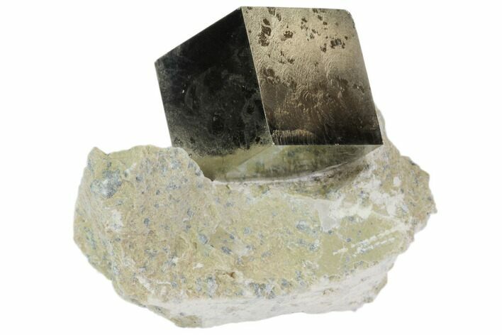 Natural Pyrite Cube In Rock From Spain #82090